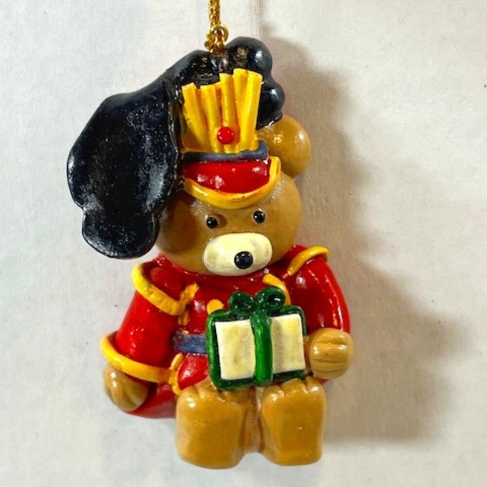VTG Sitting Bear in Marching Band Uniform Christmas Tree Ornament 1.75"x2.5"